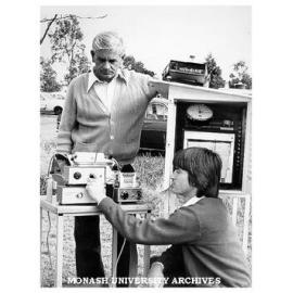 Student Peter Golding (right) and supervisor Dr Logan Francey, taking solar energy measurements