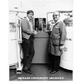 Dave Leonard and Ken Hall with Koch 1410 helium liquefier