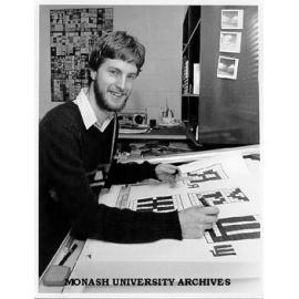 Tim Pilbrow designing Slavic characters for multilingual word processing package