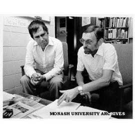 Visiting Professor Helmut Schaller (left) from University of Marburg, West Germany with Professor Jiri Marvan