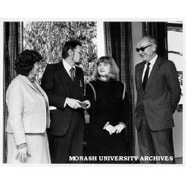 Polish Ambassador Mr Ireneusz Kossakowski (right) presenting Merit Award to Professor Jiri Marvan (centre left), for promotion of Polish culture; Mrs Marvan (centre)