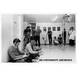 Crew from Warhead Films setting up in Chemistry foyer