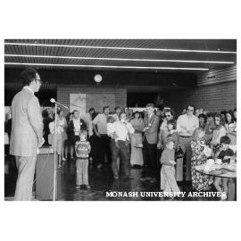 Pro-Vice-Chancellor Professor John Swan speaking to part-time students and families at special Orientation Day