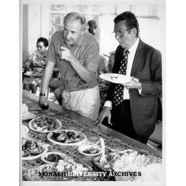 Dr David Hanan with Indonesian story and script writer Mr Misbach Yusa Biran at dinner for delegation from Indonesian film industry