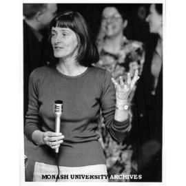 Artist Micky Allan speaking about work on display in exhibition 'Perspective 1975-1987'