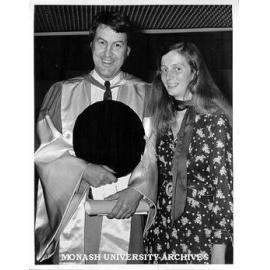 Reader Dr Ian Bayly with wife Jenny, after being awarded Doctor of Science