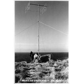 Students manning antennae, part of Penguin Protection Program, built by Martin Hopper of Engineering Services.