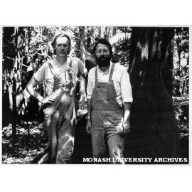 Dr Sam Lake (left) and Dr Dennis O'Dowd in rainforest of Christmas Island