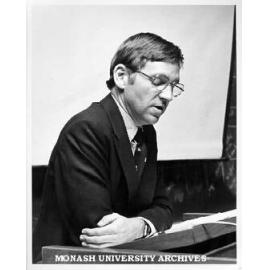 Dr Barry Catchlove, head of Royal Children's Hospital, speaking at lunchtime seminar organised by the Centre for Human Bioethics