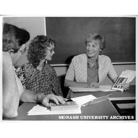Centre for Continuing Education tutor Dr Marguerite Van Der Borght (right) with Jack McDonell (CCE Director) and Mrs Annette James (Staff Branch)