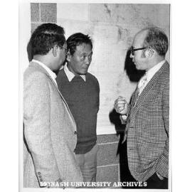 Dr Gale Dixon (right) acting research director of Centre of Southeast Asian Studies with Dr Francisco Nemenzo (University of Phillipines) and PhD candidate Mr Amando Doronila