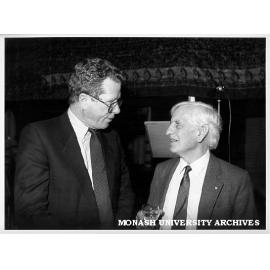 Centre for Southeast Asian Studies research director Dr David Chandler (left) with Emeritus Professor John Legge at the centre's 25th anniversary celebrations