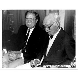 Sir Louis Matheson (right) at farewell of Jack McDonell (left)