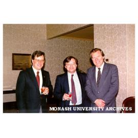 Father Peter Howard (left), Vice-Chancellor Professor Mal Logan (right) and Professor Brian Nelson director of the Centre for European Studies at reception held by European Commission at Athenaeum Club