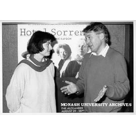 Playwright Hannie Rayson and English lecturer Mr Peter Fitzpatrick at 'Hotel Sorrento'