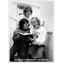 Cast of 'Once a Catholic'. Monash Players Jenny Whelan (centre), Sarah Bergen (left) and Beth Klein