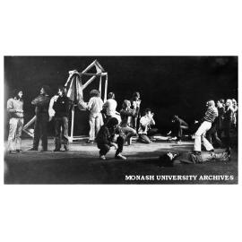 Scene from Monash Players' performance of 'Mother Courage'