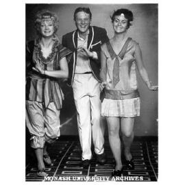 Rehearsing for 'The Boyfriend'. Lila Frankel (right) and David Head, the leads in the production, rehearsing with unidentified female cast member