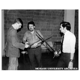 Hamlet cast members learning to joust