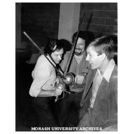 Hamlet cast members learning to joust