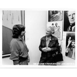 Professor Margaret Plant, with Dame Elisabeth Murdoch at opening of 'Making Monash' exhibition