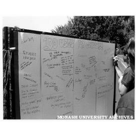 Part of Safe Sex stand set up by medical students during Orientation Week