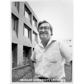 Halls manager Mr Ken Ward outside Roberts Hall