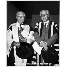 Honorary Doctor of Laws Dr Ian Langlands (left) with Chancellor Sir Richard Eggleston