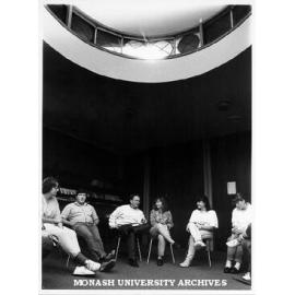 Father Steve Russell (centre) leading discussion with members of Anglican Christian Movement, Religious Centre, Clayton Campus