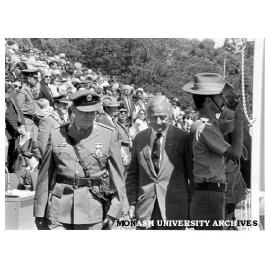 Governor Dr Davis McCaughey with Colonel Peter Nattrass at University Regiment ceremonial parade