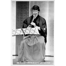 Mr Riley Kelly Lee playing the shakuhachi