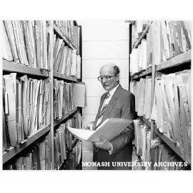 Librarian, Mr Henry Thorburn with records from J. B. Were and Sons