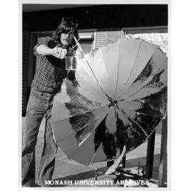 Physics student Ken Jones, testing solar heating unit