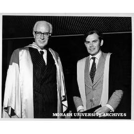 Honorary Doctor of Letters Professor Joseph Burke (left) with Professor Patrick McCaughey
