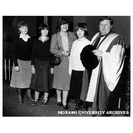 Honorary Doctor of Laws Fred Williams with with wife Lyn and daughters Isobel, Louise and Kate