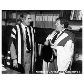 Honorary Doctor of Laws Fred Williams (right) with Vice-Chancellor Professor Ray Martin