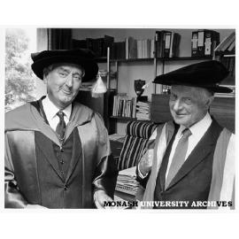 Honorary Doctor of Engineering Sir Bernard Callinan (left), with Chancellor Sir George Lush