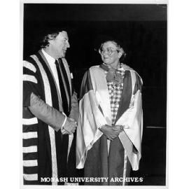 Honorary Doctor of Laws Dr Margaret Hamer with Vice-Chancellor Professor Mal Logan