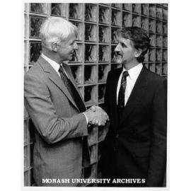 Honorary Doctor of Science David Parer (right) with brother Michael