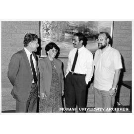 Head of Computer Technology, Professor Phillip Steele (left), Executive Director of Pearcey Centre Mrs Pearl Levin, visitor Professor Ramez Elmasri, and lecturer Mr Noel Craske