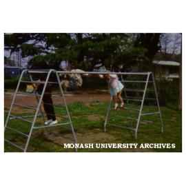 Children playing outside Birch Cottage