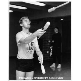 Tony Martin practising street theatre skills