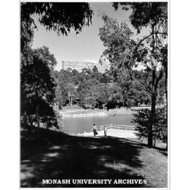 View across lake to Menzies building