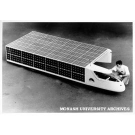 Contender in the World Solar Car Challenge - Parhelion, developed by consortium of staff and students of Chisholm, Monash Materials Engineering department, and Moorabbin and Dandenong TAFEs