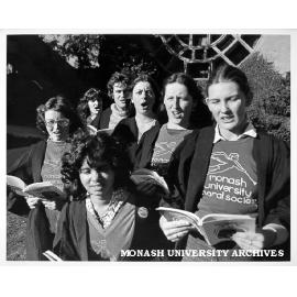 Members of Monash Choral Society, from left: Libby Nottle, Katie Purvis, James Rigby, Mira Hariharan (front), Lisa West, Cathy Nihill and Jane Stott