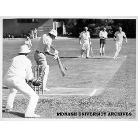 Professorial Board cricket match, Vice-Chancellor Professor Ray Martin at wicket