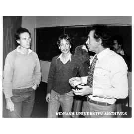 Motivational consultant Lee Saxon (right) with Blues Football Club members Stephen Giles (centre) and Mick Rodger (left)