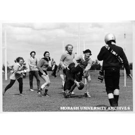 Librarians football match, Acquisitions v. Reader Services including umpire Simon McDonald