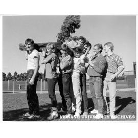 Organiser Kerrin Fennessey demonstrating event in Sports and Recreation Association's '25-athon'