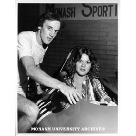 Denise Woolverton and sporting car club treasurer Neville Debney, Orientation Week